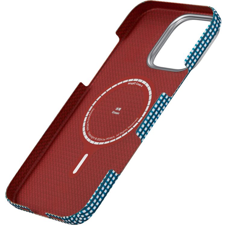 Pitaka Ultra Slim Case for iPhone 16 Pro, Compatible with MagSafe, 3D Grip Textured, Raised Camera Lip - Ocean Blue
