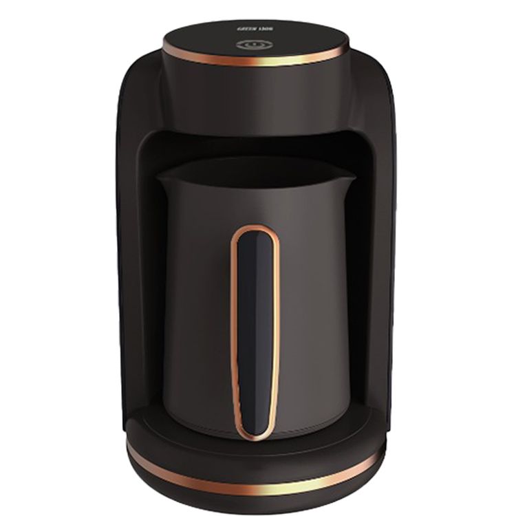 Green Lion Mazaj Turkish Coffee Maker with Overflow Sensor, Up to 250mL Coffee Pot Capacity, 600W Power, 2-3 Minutes Fast Brewing, Auto Shut-Off Function, Stainless Steel Mug, Overheat Protection - Black