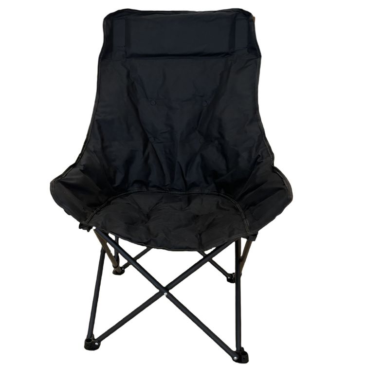 Green Lion Desert Ranger Camping Chair with Storage Bag, Foldable Design, Heightened Backrest, Anti-Slip Feet, Padded Seats, Up to 120Kg Load Capacity - Black