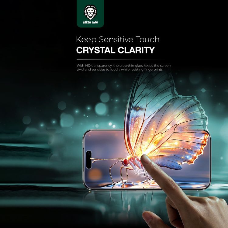 Green Lion Sir Louis 3D Curved Edge Glass for iPhone 17 Pro Max, Grease Resistance, Anti-Fingerprint, Air Bubble Prevention, Anti-Scratch, Crystal Clear, Highly Responsive - Clear