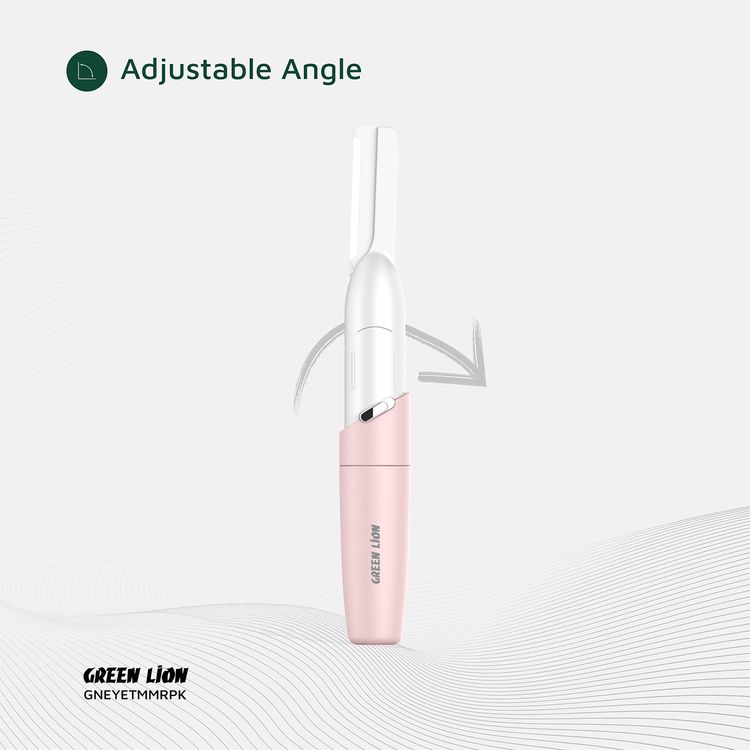 Green Lion Eyebrow Hair Trimmer with Adjustable Angle & Planner, ABS Material & Stainless Steel Blade, Replaceable AAA Battery, Skin Friendly, Precision Trimming, Ergonomic Design - Pink
