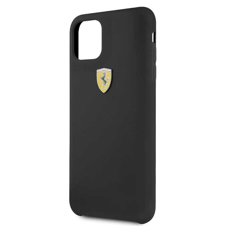 CG MOBILE Ferrari SF Silicone Hard Phone Case Logo Shield Compatible for iPhone 11 Pro Max (6.5") Drop Protection Mobile Case Officially Licensed - Black
