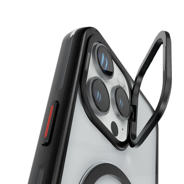 Levelo Elio PC Case with Camera Ring Stand for iPhone 16 Pro Max, Built-in Kickstand, MagSafe Compatible - Black 