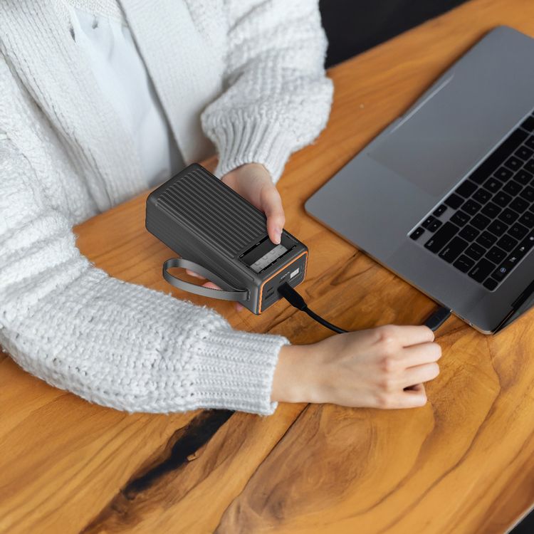  Porodo 40000mAh Power Bank Multi-Device PD Charging with 65W Power Delivery, QC 18W, Laptop Charging Compatibility, Smart Power Management - Black