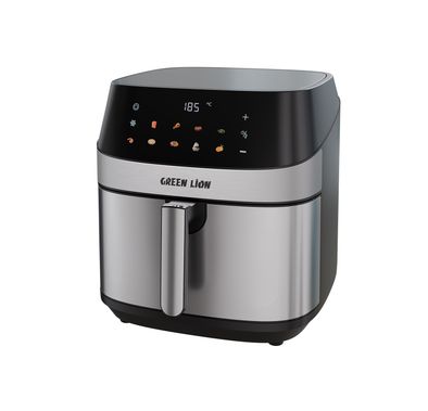 Green Lion Deluxe Air Fryer with LED Touch Screen, 8L Capacity, Up to 60 Minutes Frying Time, 10 Preset Programs, Rapid Air Circulation, 2200W Power, Non-Stick Coating - Black