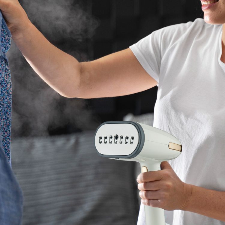 Green Lion Garment Steamer with 1800W Rated Power, 350mL Water Tank Capacity, 32g/min Steam Output, 65.56-110°C Temperature Range, Vertical, Flat, Inclined Steaming, 35 Seconds Fast Heating Time, 20 Minutes Continuous Steam Time, Gentle Fabric Care, Automatic Shut Down, Detachable Water Tank - Beige