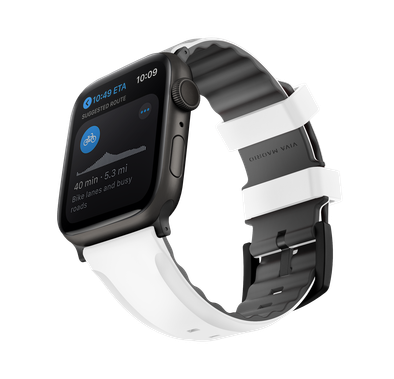 Viva Madrid Venturx Silicone Sport Watch Strap Compatible for Apple Watch 42/44/45MM | Adjustable Replacement Wrist Watch Band - White