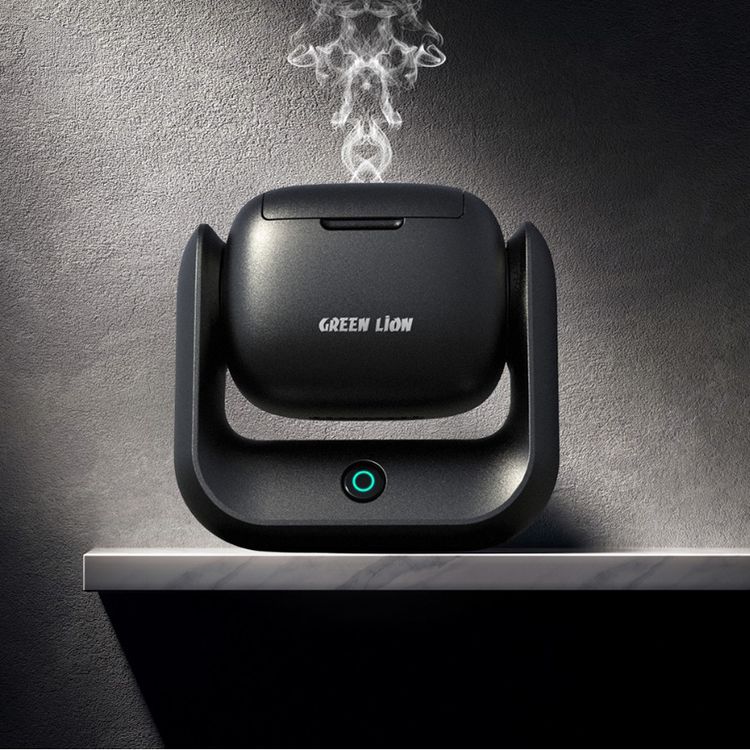 Green Lion Rotatable Incense Burner, 1500 mAh Battery Capacity, Type-C Charging Port, 700 °C Heating Temperature, 2 Minutes Single Burning, 90° Rotation, LED Indicator - Black