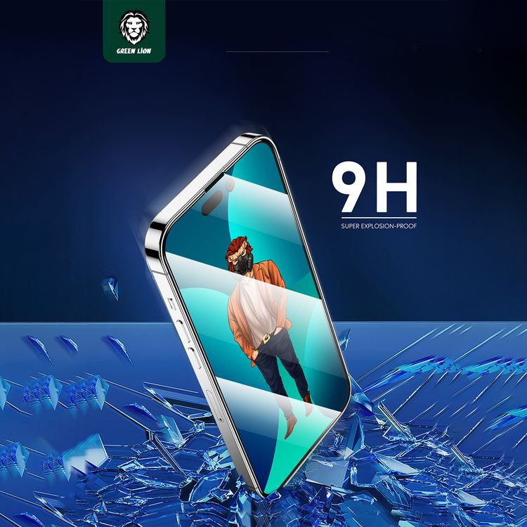 Green Lion 3D Desert Screen Protector for iPhone 14, Anti-Dust Round Edge, Anti-Fingerprint, HD Crystal Clear, Anti-Scratch - Clear