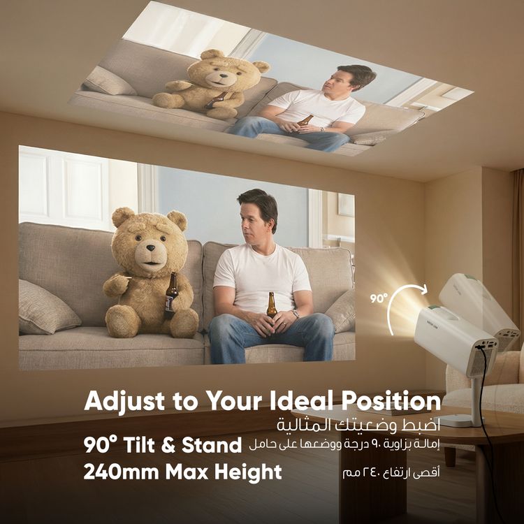 Green Lion Nova جهاز عرض محمول ذكي مزود بسماعة مدمجة بقوة 3 واط، وزاوية ميلان وموقف 180°، واتصال سلس، أندرويد 12، تصحيح الانحراف التلقائي، حلقة تركيز دوارة بسهولة، سطوع بقوة 100 لومن ANSI، جهاز تحكم عن بعد، إصدار Bluetooth 5.0، تصميم سهل الحمل، يصل إلى شاشة عرض بحجم 128 بوصة - أبيض