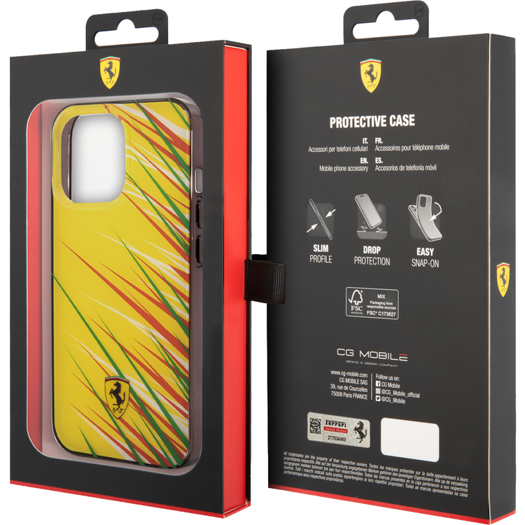 FERRARI HC PC/TPU Double Layer Grass  Hard Case, Drop protection, Compatible with iPhone 13 Pro - Yellow