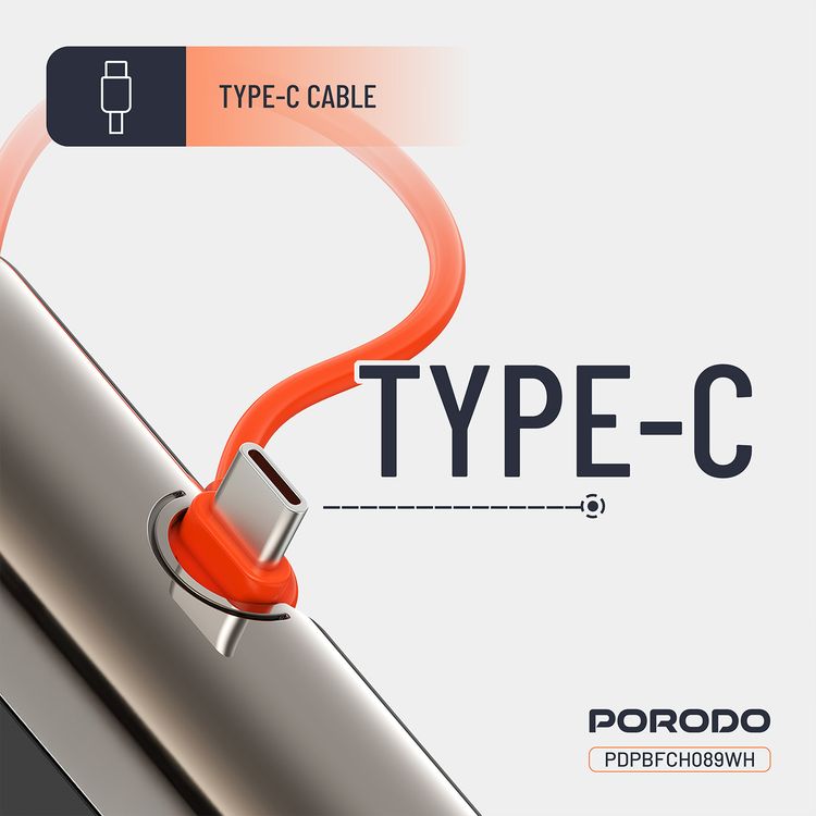 Porodo Pocket Volt 5000mAh Power Bank with Built-in Type-C Connector, 22.5W Power Delivery, Fast Charging Support, Compact Design, 15W Total Output - Black