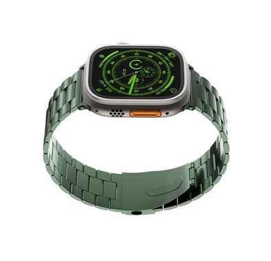 Levelo Monet Stainless Steel Watch Strap with Adjustable Links for Apple Watch 49/46mm, Hypoallergenic Material, 24/7 Wearability, Anti-Oxidation Technology, Compatible with SE, Series 9, 8, 7, 6 & 5 - Green