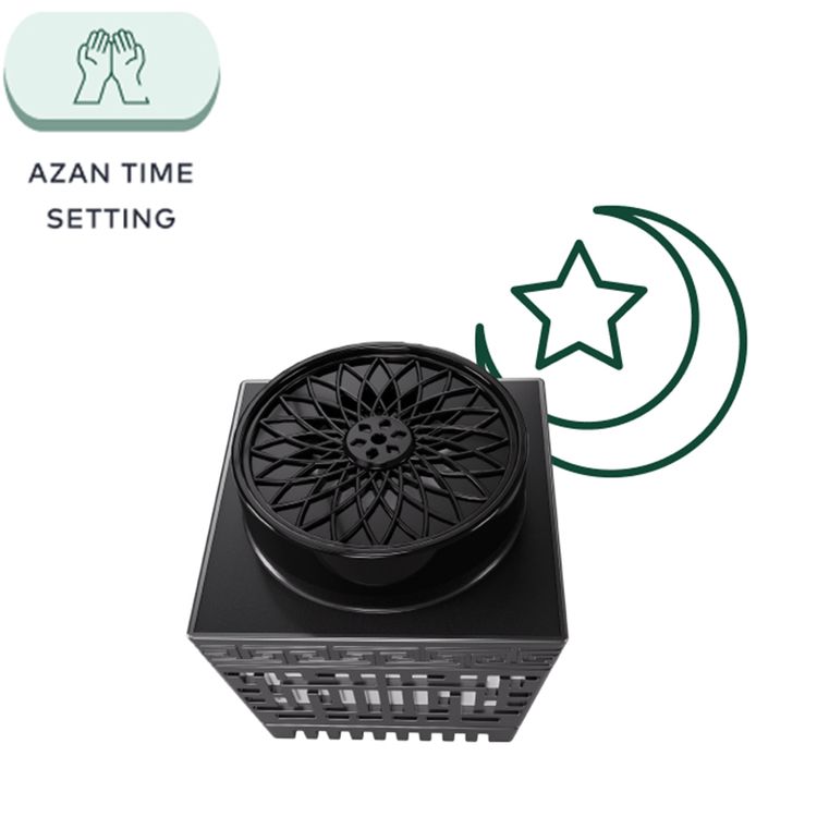 Green Lion Moon Bakhour Quran Speaker, 5 Hours Working Time, 2000mAh Battery, Bluetooth V5.1, 10m Transmission Range - Black