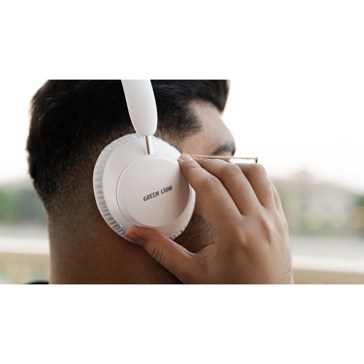 Green Lion Santiago Wireless Headphones, 300mAh Battery Capacity, 24 Hours Play Time, 2.5 Hours Charging Time, 10m Transmission Distance, Built-in Microphone - White