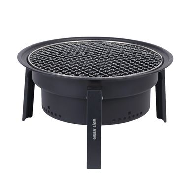 شواية جرين ليون جريل سفير القابلة للطي مع حقيبة حمل، مصنوعة من الفولاذ، حجم شبكة الطهي Ø29 سم، وعاء فحم جيد التهوية، سهلة التنظيف، إعداد طبخ متعدد الطبقات، أرجل متينة وثابتة - أسود.