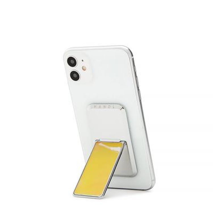 هاندل مقبض هاتف قزحي الألوان ، أزواج مع أي هاتف ذكي ، مسند متعدد الوظائف ، متوافق مع الشحن اللاسلكي وقبضة الهاتف والحامل - أزرق / وردي