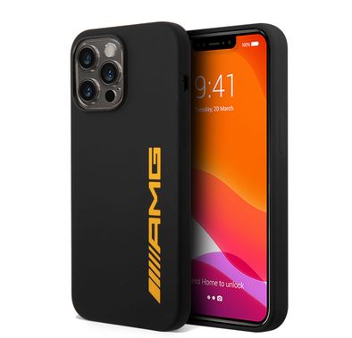 AMG Liquid Silicone Case with Colorful AMG Logo Bumper ProtectioniPhone 14 Pro Max Compatibility - Yellow