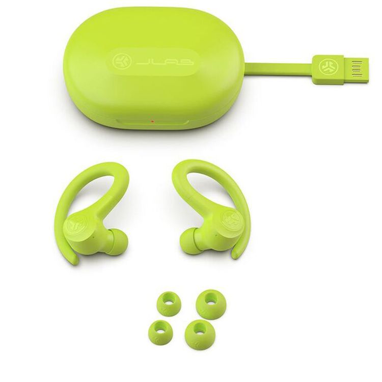 JLAB Go Air Sport True Wireless Earbuds, Touch Controls, Dual Connect, Type-A Charge Plug, 2 Hours Case Charging Time - Yellow