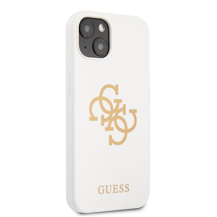CG MOBILE Guess Liquid Silicone Case Big 4G with Logo Print Compatible for iPhone 13 (6.1") Anti-Scratch, Easy Access to All Ports, Shock Absorption