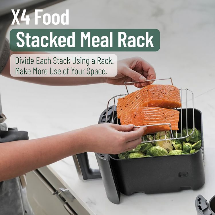 Green Lion Double-Decker Pro Digital Air Fryer with 2× 5.6L Capacity, 6 Preset Programs, 2400W Power, PP + Aluminum + ABS & PC Material, 0-60 Minutes Frying Time, Up to 230°C Temperature, BS Plug 90cm Power Cord, LED Touch Display - Black