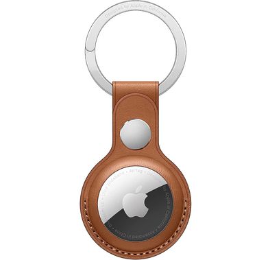 Apple AirTag Leather Key Ring - Saddle Brown