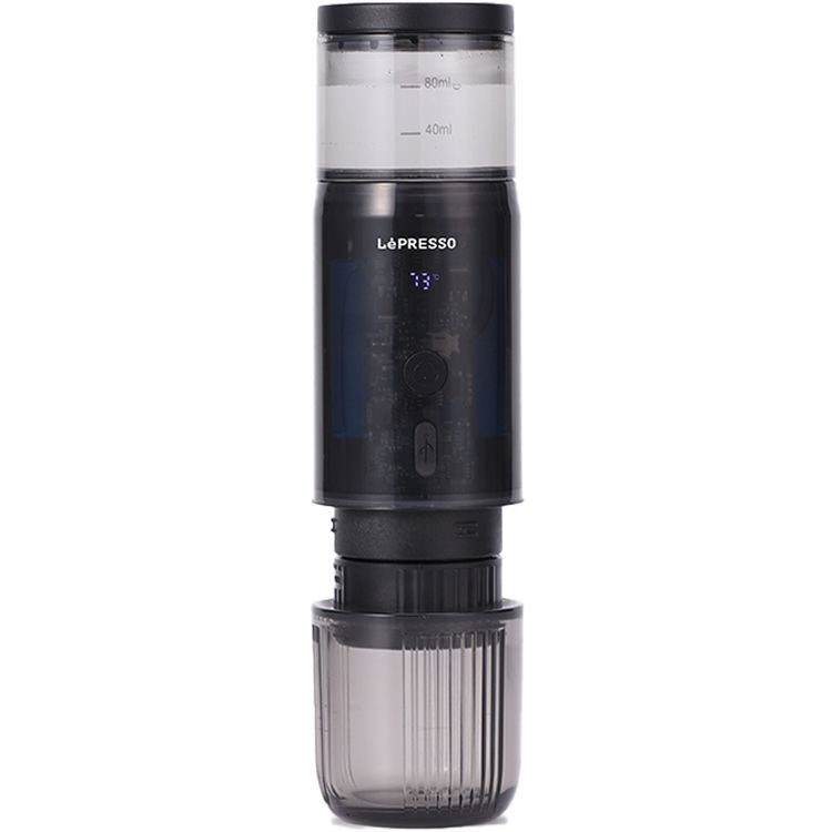 LePresso Portable Mini Espresso Machine, 80mL Water Tank Capacity, Type-C Charging Port, Food Grade Stainless Steel Material - Black