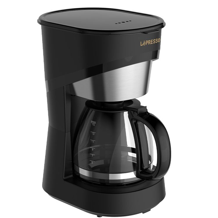 صانع القهوة LePresso بخاصية التنقيط مع إبريق زجاجي، سعة خزان المياه 1.5 لتر، قدرة 900 واط، سعة إبريق القهوة 15 كوبًا، فلتر نايلون قابل للغسل، وظيفة الحفاظ على السخونة - أسود
