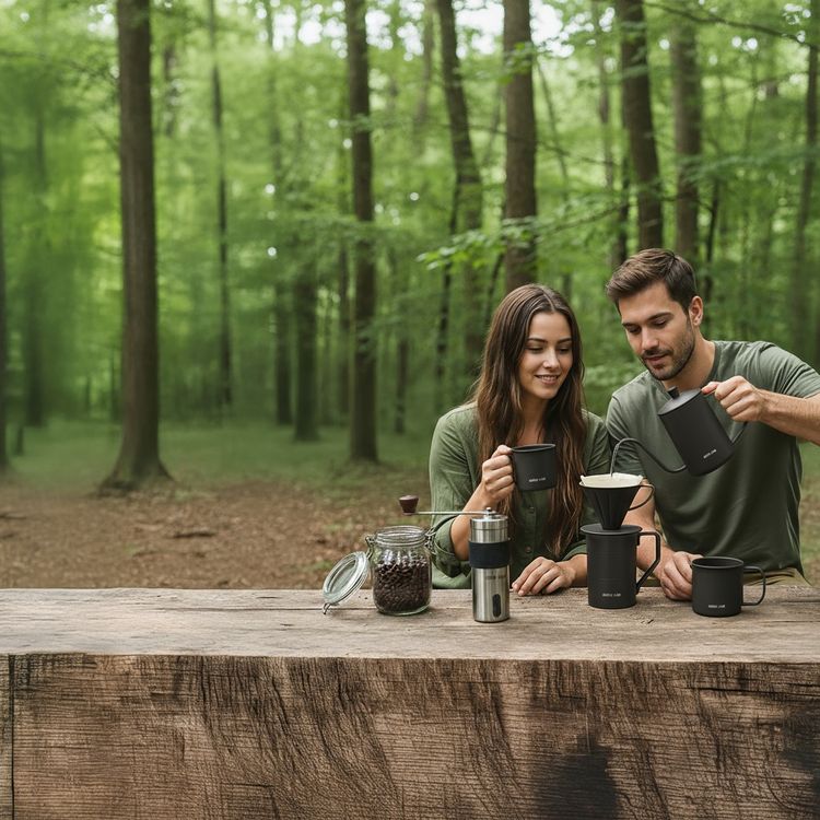 Green Lion V-60 Pro Coffee Maker Set with Gooseneck Kettle, 100 Paper Filters, Precision Scale, Pour-Over Dripper, Adjustable Grinder, 2 Stainless Steel Cups, Travel Case Included - Black