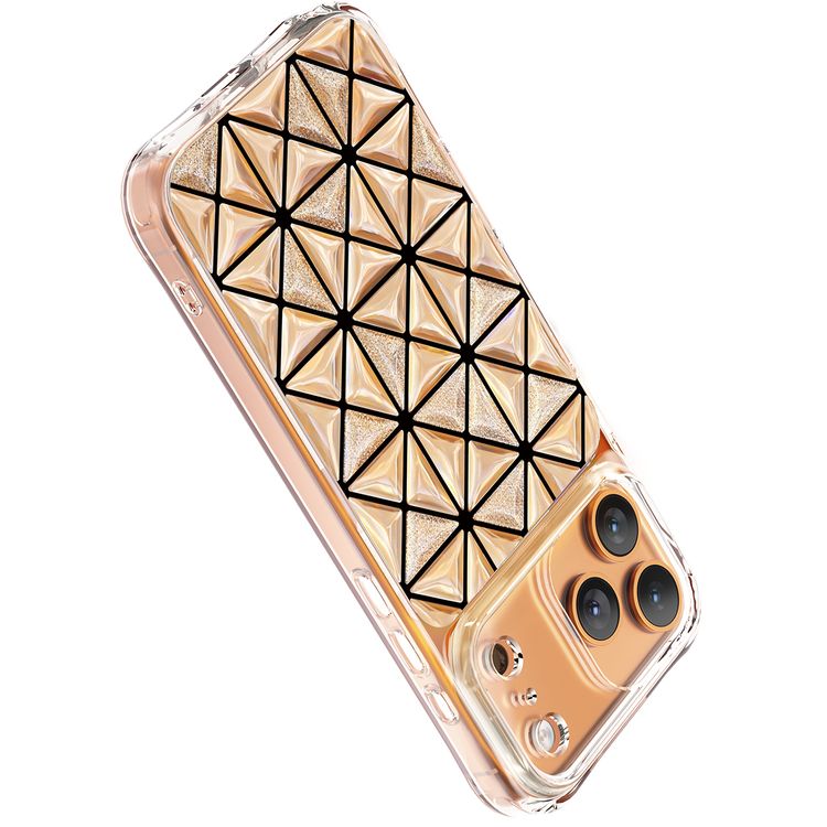 غطاء Levelo Hexa ثلاثي الأبعاد لجهاز iPhone 17 Pro، زوايا مقاومة للصدمات، حواف مرتفعة للكاميرا والشاشة، ممتص للصدمات، تقنية Ever-Clear، اختبار السقوط - برتقالي