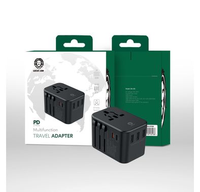 Green Multifunction Travel Adapter ( 3 USB Port / 2 USB-C ) PD 20W