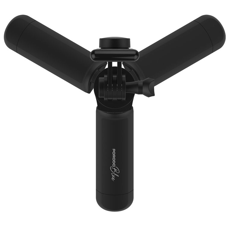 Porodo Blue FlexiTripod Selfie Stick with Foldable Tripod, Wireless Remote Shutter, 360° Rotation, 4.0 Bluetooth Version, 10m Wireless Range, Stainless Steel Material - Black