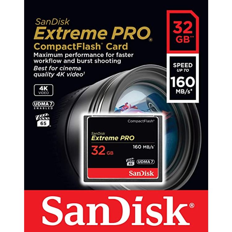 SanDisk Extreme Pro 32 GB 160 MB/s Compact Flash Memory Card - Black/Gold/Red