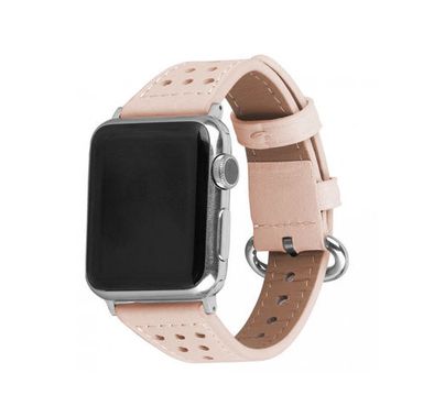 Devia Slim Leather Watch Band 42/44mm, Classic Look, Superior Quality Leather, Easy to Install, Safe and Secure, Smooth Texture, Durable, Leather Watch Band Replacement- Pink