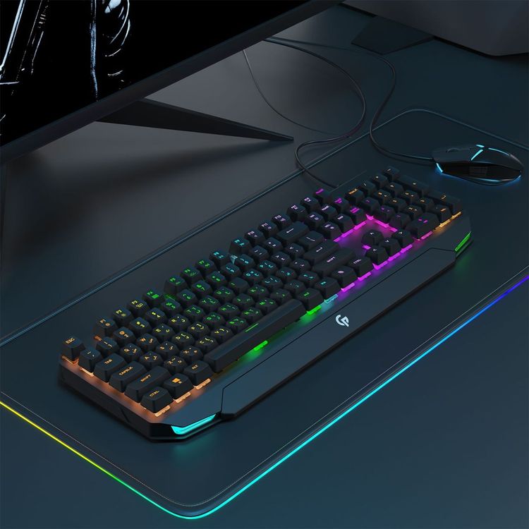 Porodo Gaming Mechanical Gaming Keyboard Ultra with Rainbow Lighting and Aluminium Panel - Black