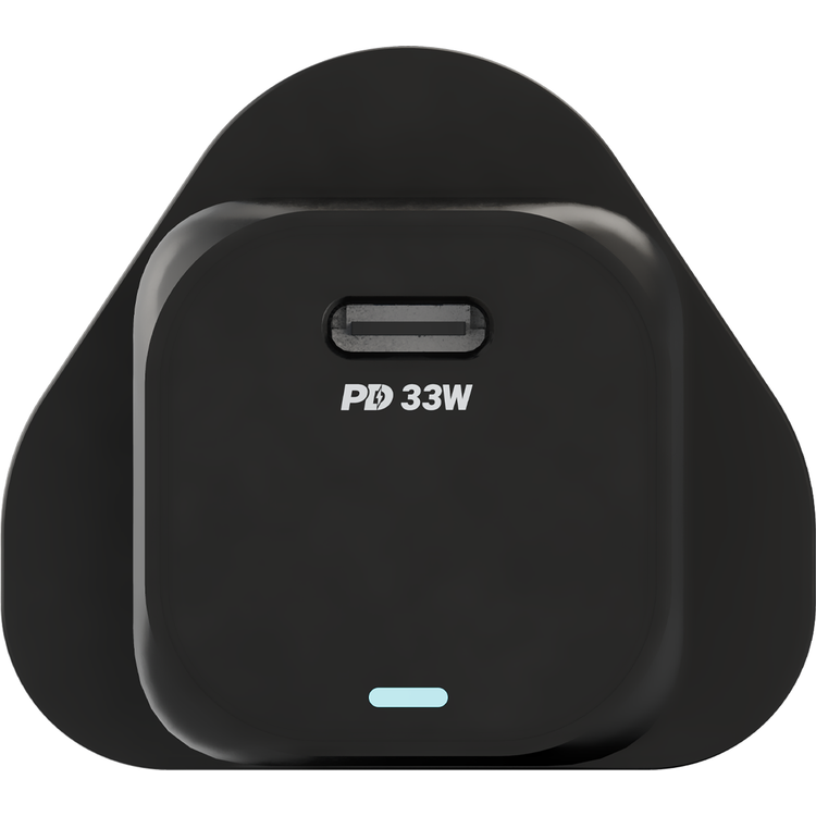 Powerology 33W GaN PD Charger with Type-C to Lightning 1.2m Cable - Black