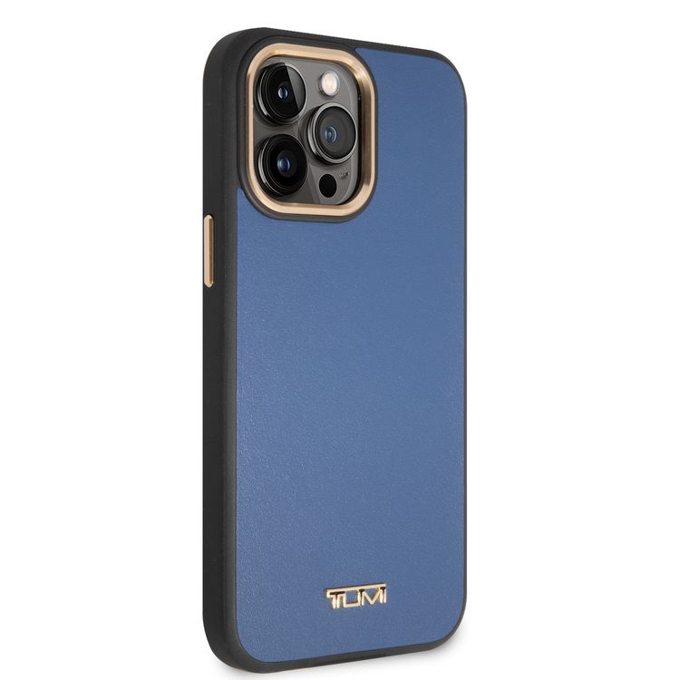كفر حماية Tumi نسائي من الجلد الناعم لهاتف iPhone 14 Pro Max - أزرق