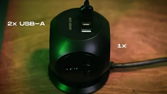 Green Lion Multi Port Desk Universal Socket in UAE | 2500W Power, Brass Conductor - Black | (GNMULSKT4BK)