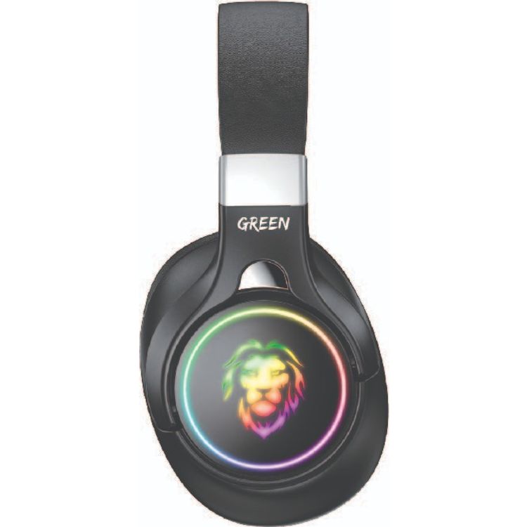 Green Lion K10 RGB Lighting Professional Gaming Headphones with Noise-Cancelling & Microphone, 3.5mm Headphone Jack, Adjustable Steel Slider, Padded Headband