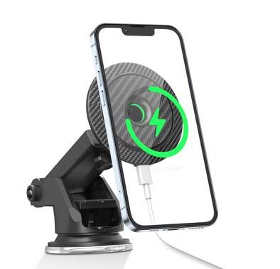 Green Lion 15W Magnetic Wireless Car Charger - Black