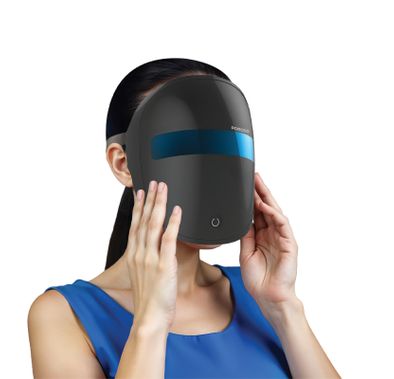 Porodo Lifestyle Aura Glow Light Therapy Mask with 7-Color Cold Light, Wireless Operation, Up to 50 Minutes Working Time, 400mAh Battery Capacity, 5W Rated Power, Type-C Charging Interface, Ergonomic Wearable Temple, Comprehensive Skin Care - Black