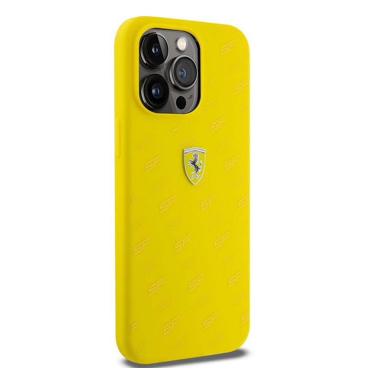 Ferrari iPhone 15 Pro Max For Silicone Case with All Over SF Pattern - Yellow