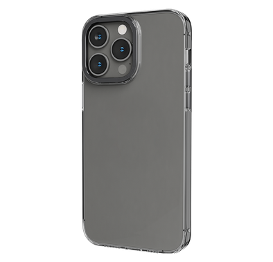 Levelo Sensa Clear Back Case for iPhone 14 Pro Max, Metal Camera Ring, Shockproof Edges, Highly Transparent, Easy Snap-on - Clear / Gray