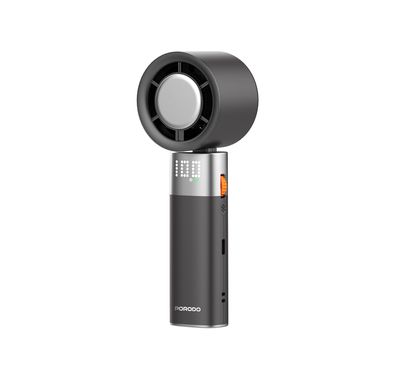 Porodo Lifestyle Handheld Turbo Fan with 100-Level Wind Speed Adjustment, Up to 4 Hours of Working Time, 13000RPM Operating Speed, Integrated Flashlight, 90° Folding Design - Black