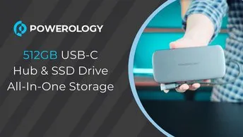 Buy Powerology 512GB USB-C Hub & SSD Drive All in One Storage in UAE | 5Gbps Data Transfer - Gray | (PWSDHB512)