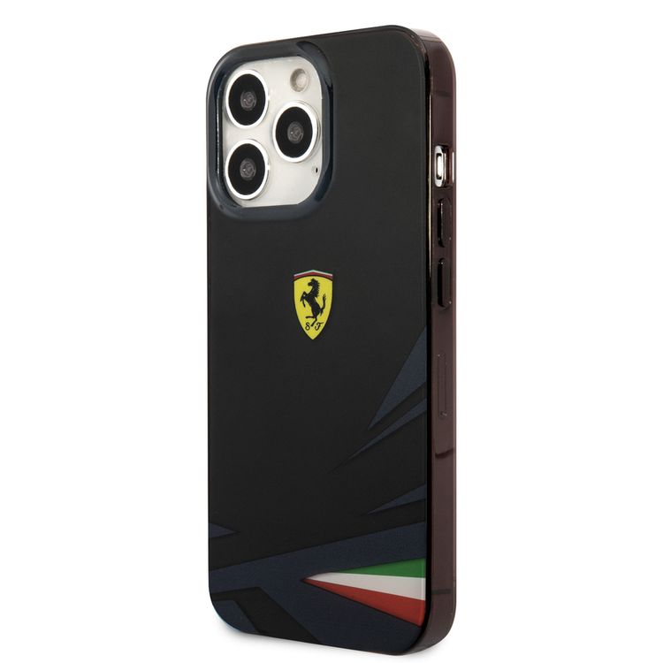 فيراري جراب ممتص للصدمات PC / TPU Scuderia مصبوغ ، حماية من السقوط ، متوافق مع ايفون 13 برو - أسود