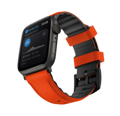 Viva Madrid Venturx Silicone Sport Watch Strap Compatible for Apple Watch 42/44/45MM | Adjustable Replacement Wrist Watch Band - Orange