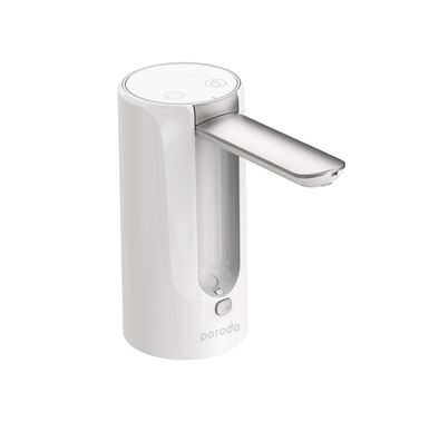 Porodo Lifestyle Portable Water Pump with 1200mAh Battery Capacity, 4W Rated Power, Rechargeable Battery, Digital Display, Compact & Portable - White