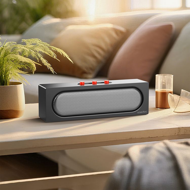 Porodo Portable Stereo Speaker with 5.4 Bluetooth Version, 6 Hours Working Time, Multi-Function Button, 10m Operating Range, Call Function, TF Card Slot, Dual 5W Speakers - Black