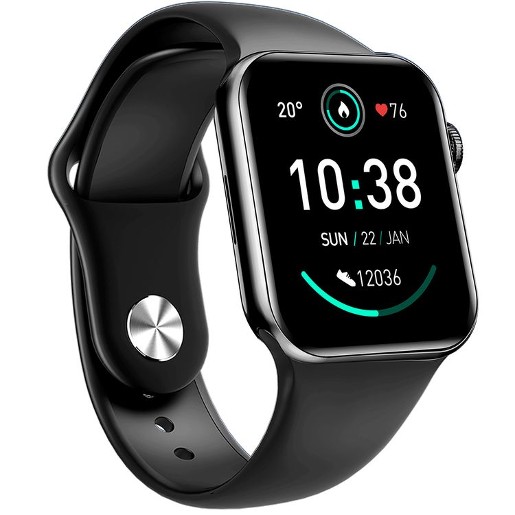 Green Lion Active Pro Smart Watch with Silicone Strap Included, Double Tap Function, Waterproof, Full Round Display, 230mAh Battery Capacity, Long Battery Life - Black
